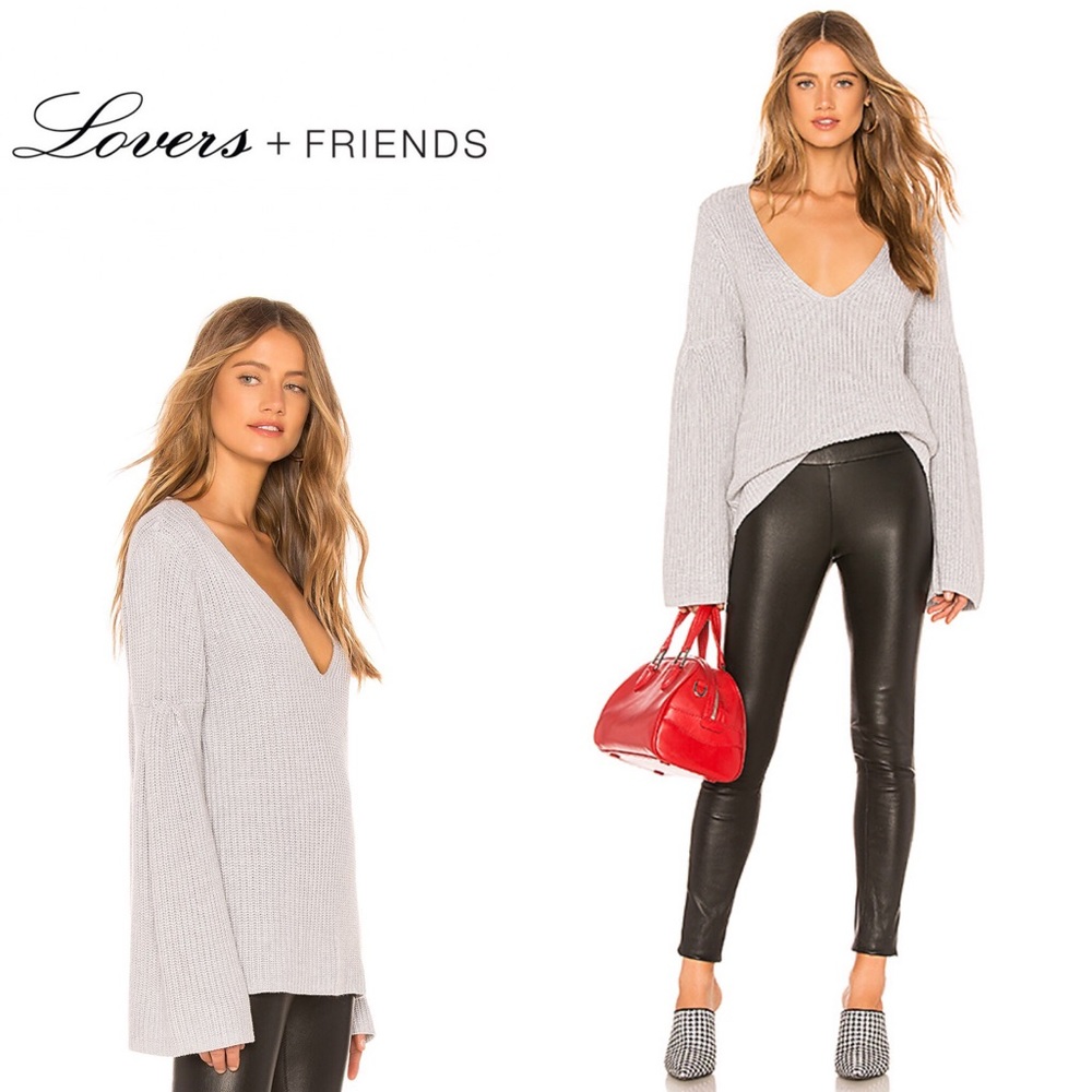 Like New Lovers + Friends grey bellsleeve sweater